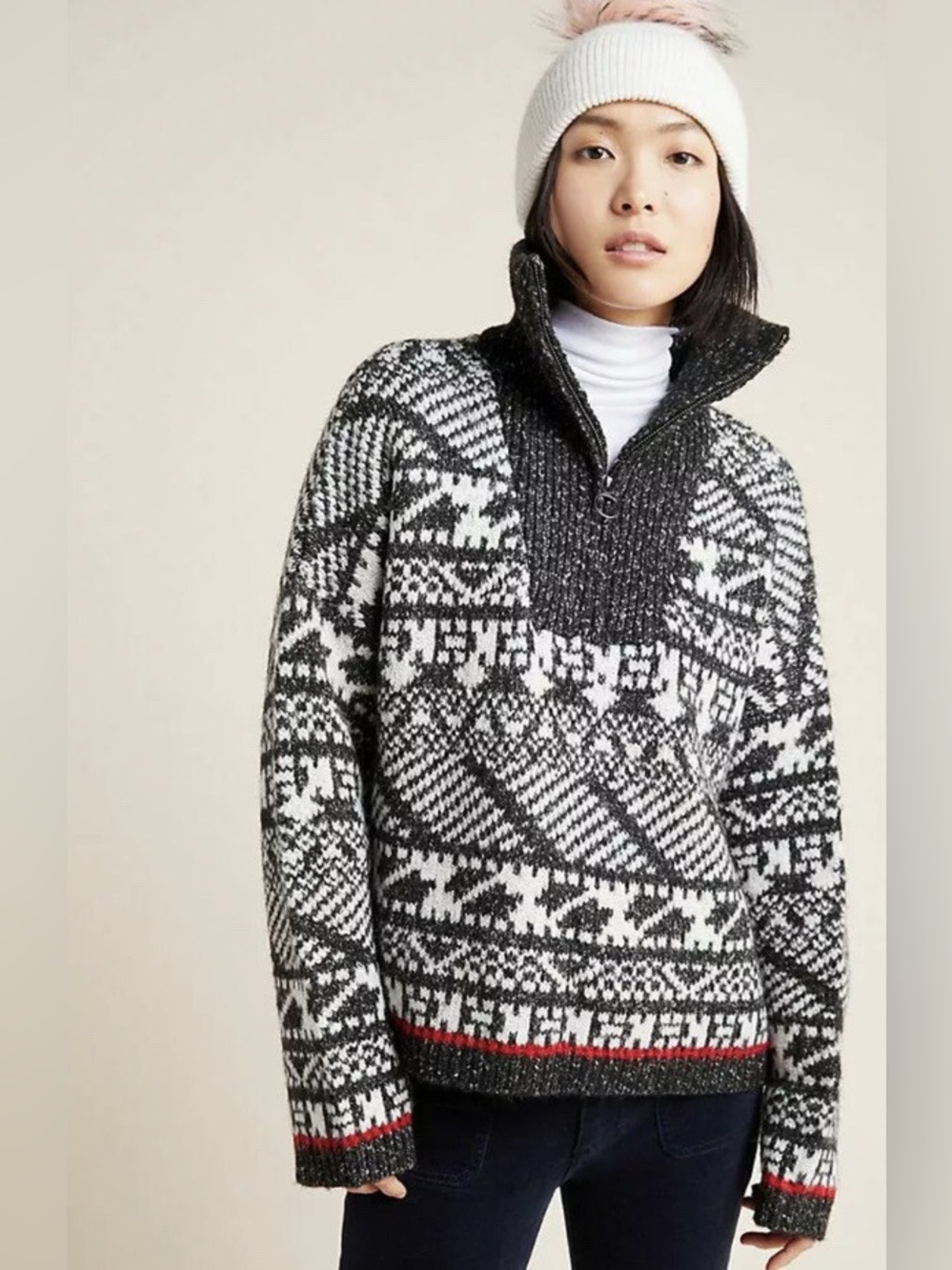 Anthropologie Rafela Half-Zip Pullover Sweater Size Large